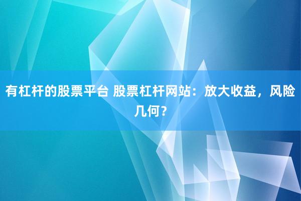 有杠杆的股票平台 股票杠杆网站：放大收益，风险几何？