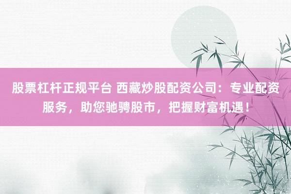 股票杠杆正规平台 西藏炒股配资公司：专业配资服务，助您驰骋股市，把握财富机遇！