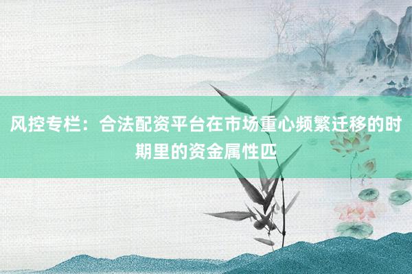 风控专栏：合法配资平台在市场重心频繁迁移的时期里的资金属性匹