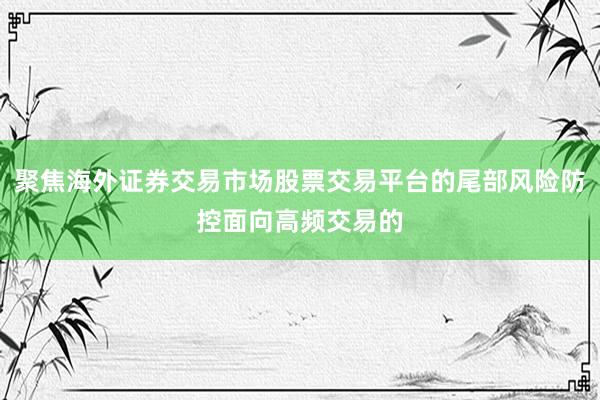 聚焦海外证券交易市场股票交易平台的尾部风险防控面向高频交易的