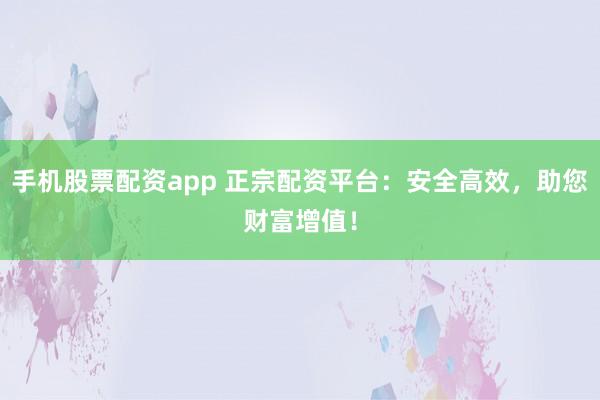手机股票配资app 正宗配资平台：安全高效，助您财富增值！