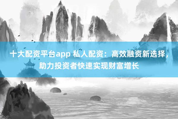 十大配资平台app 私人配资：高效融资新选择，助力投资者快速实现财富增长