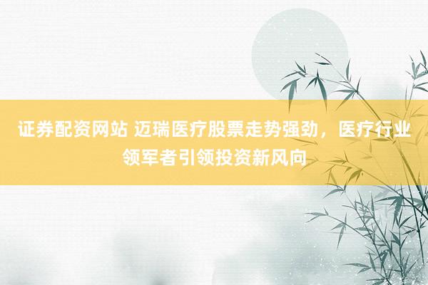 证券配资网站 迈瑞医疗股票走势强劲，医疗行业领军者引领投资新风向