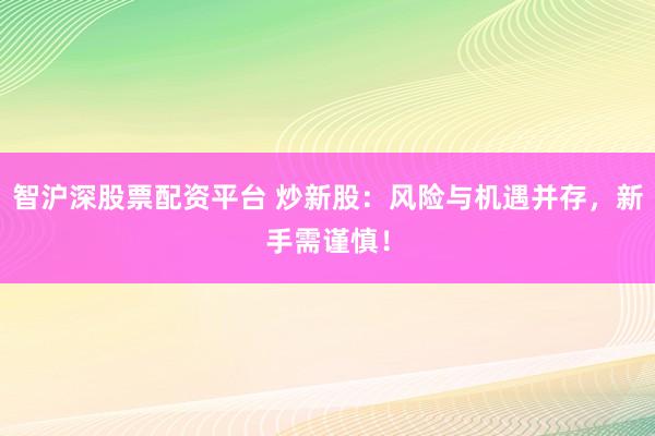 智沪深股票配资平台 炒新股：风险与机遇并存，新手需谨慎！