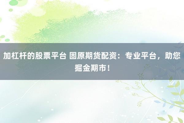 加杠杆的股票平台 固原期货配资：专业平台，助您掘金期市！